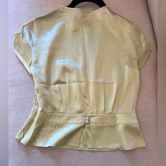 LOFT Light Green Floral A-Line Skirt and Silk Top - Picture 12 of 14